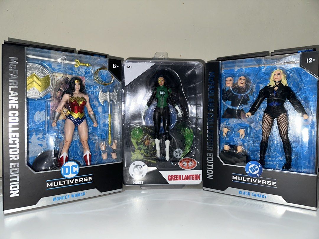 SET McFarlane DC Multiverse Collector Edition Action Figures (Category: Figurines & Statues) located in Tarlac. Submitted by meerkatinko (Listing ID 1453474096, Image 1). Description: - McFarlane DC Multiverse Collector Edition and DC Direct Page Punchers Action Figures -Includes: Wonder Woman BIB Green Lantern (Jessica Cruz) BIB Black Canary MISB.