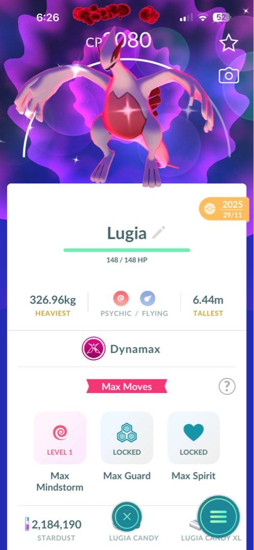 Shiny Dynamax Lugia Pokemon Go (Category: In-Game Products) located in Pasig City. Submitted by poke_minascc (Listing ID 1453618783, Image 2). Description: Must have shiny lugia registered for the trade (20k stardust + special trade) If not registered: ultra friends or 30D friendship (requires 30% dp) MOP: GCash/BDO/Paypal.