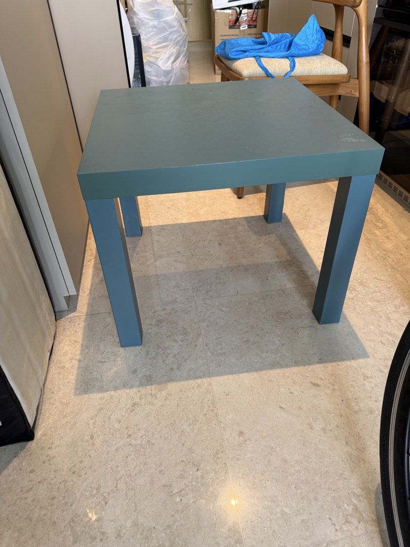 Side table (Category: Tables & Sets) located in Singapore. Submitted by jlls1 (Listing ID 1453456010, Image 1). Description: Retro blue original Ikea Lack side table. Multi purpose use. Has served the user well from bedrooms, to living room to parties. .