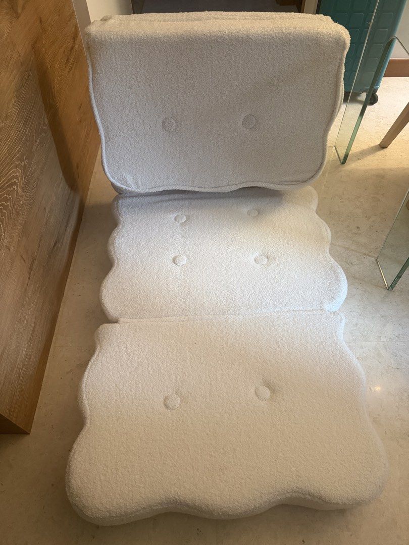 Sofa bed (Category: Chairs) located in Singapore. Submitted by zoesmoss75727 (Listing ID 1453535794, Image 2). Description: Single sofa bed with frame inside to ensure back stays upright. Used once when we had guests. Beautiful neutral boucle material.