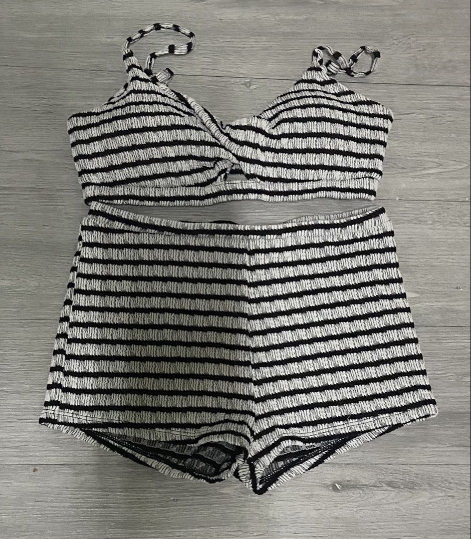 Soleil Hazel Bikini Top with Swim Shorts set (Category: Bikinis & Swimsuits) located in Taguig. Submitted by madz004 (Listing ID 1453536598, Image 1). Description: Never worn but already washed Size L please refer to photo for size reference .