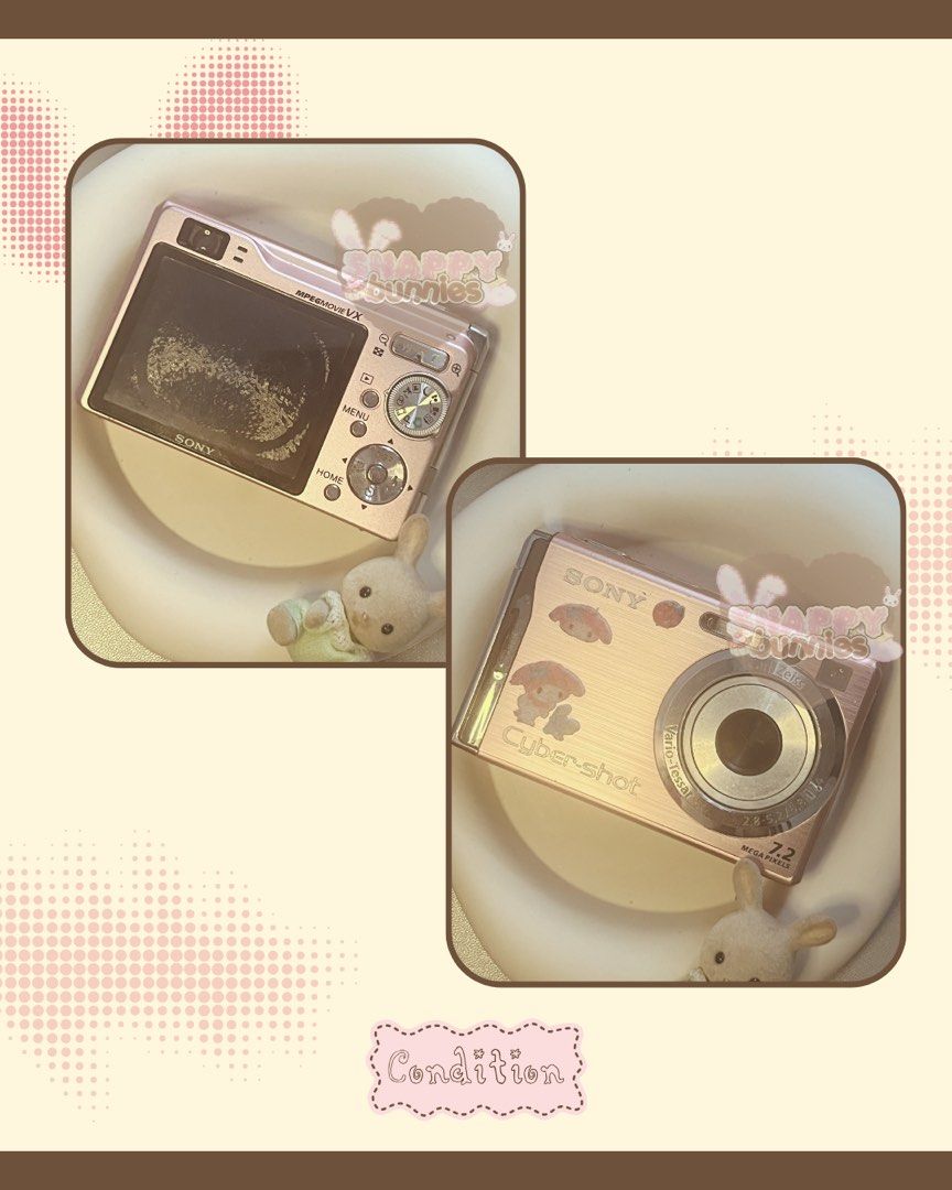 Sony Cyber-shot DSC-W80 Pink (Category: Cameras) located in Manila. Submitted by skiyoosmi (Listing ID 1453549595, Image 2). Description: ⩇⩇﹒﹒﹒ sony dsc w80 [ baby pink ] ── ・⸝⸝ ⟢ ⸝⸝・ ── ◟ ˃˂﹐ 🥨 details dreamy outputs 🐰 🍰 flash, zoom & all buttons working 🍰 body cosmetic 7/10, signs of usage 🍰 7.2 mp ccd sensor, carl zeiss vario-tessar lens - 3x optical zoom ◟ ˃˂﹐🍡﹒ honest issue ﹒﹒ lcd burn/screen wrap + minor light leaks on right side but 