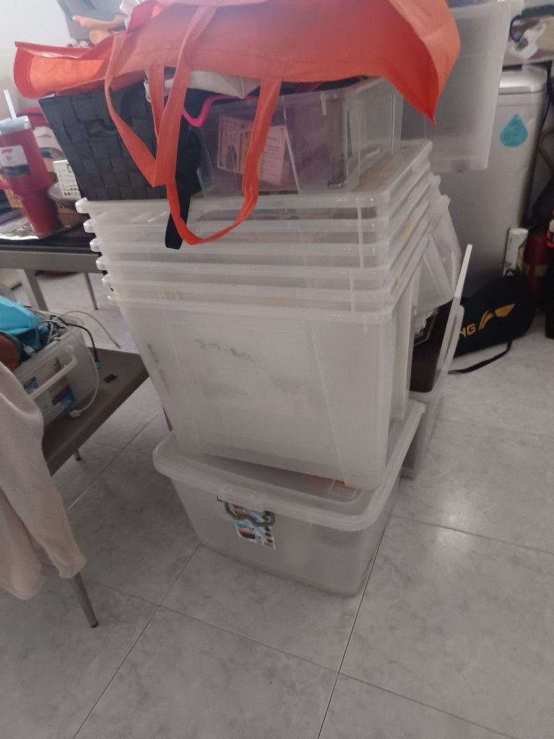 Stackable Clear Storage Boxes with Lids (Category: Storage Boxes & Baskets) located in Singapore. Submitted by henryspeakyourmind (Listing ID 1453453312, Image 1). Description: 7 x largest IKEA storage boxes with lids. $5 each. take all $30 if you need me to deliver over + $15 (any location in SG, timing we have to see if my schedule can match yours, best you come and collect yourself) I still have 5-6 other various boxes, you have can them for f