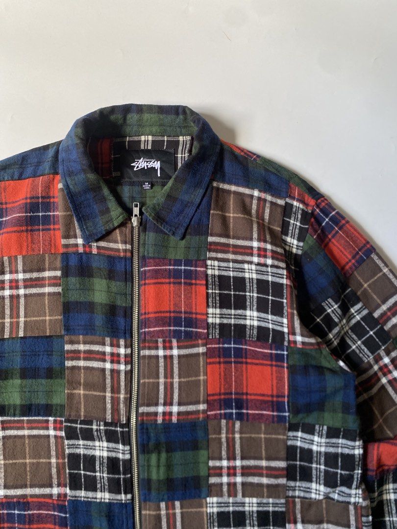 Stussy Patchwork Flannel Work Jacket (Category: Coats, Jackets and Outerwear) located in Baguio. Submitted by archival.store (Listing ID 1453608655, Image 3). Description: Size tagged:L Issue:none Width: 20.5 Length:27.3 Shoulder:16.5 Sleeve: 26.3.