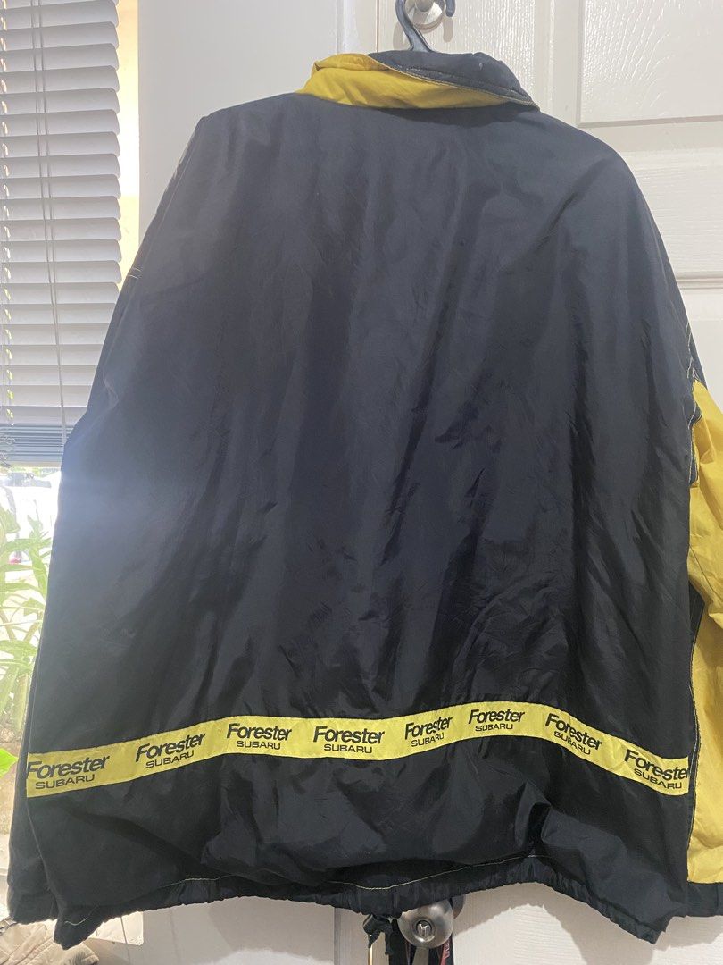 Subaru Forester Indianapolis Motor Speedway Jacket (Category: Coats, Jackets and Outerwear) located in Manila. Submitted by avrilarqu43176 (Listing ID 1453464153, Image 3). Description: - Very Rare Subaru Forester Vintage jacket. - Features the iconic Indianapolis Motor Speedway logo on the front. - 'Forester Subaru' text repeated along the bottom hem on the back. - Zipper closure for easy wear. - Convenient pockets for your essentials. - Eye-cat