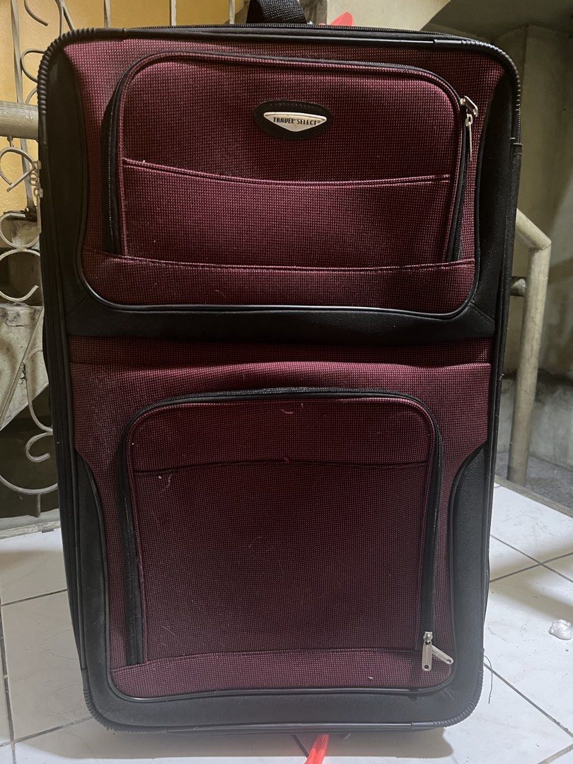 Travel Select Burgundy soft-shell Luggage (Category: Luggage) located in Manila. Submitted by clevermoon.553710 (Listing ID 1453610561, Image 1). Description: - Burgundy luggage from Travel Select - Two convenient front pockets for easy access - Secure zipper closures on all compartments - Sturdy construction built for travel - Ready for your next trip! Feel free to ask any questions. -only used once -RFS: got a new baggage.