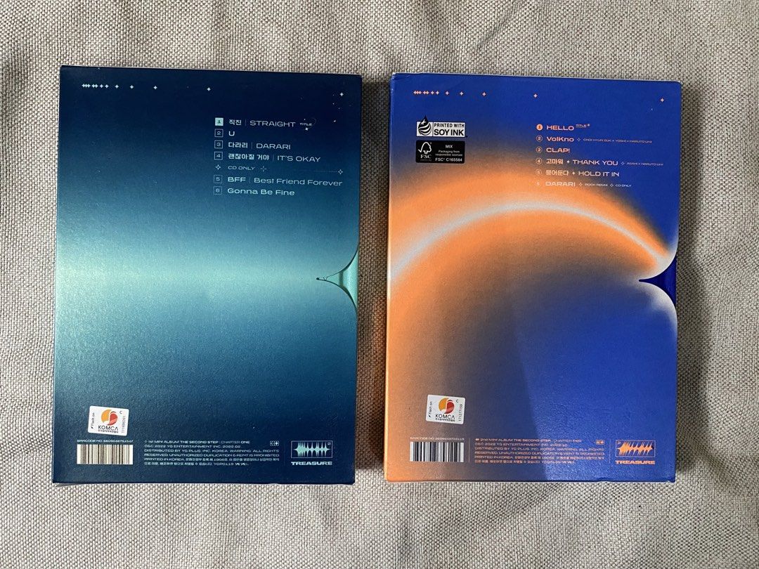 Treasure: First and Second Mini Album (Category: K-Wave Merchandise) located in Las Pinas. Submitted by nextclosetph (Listing ID 1453509419, Image 2). Description: • 1st Mini Album (The Second Step: Chapter One) • 2nd Mini Album ( The Second Step: Chapter Two) • With official photocard, poster, CD, and etc. P.S. Haruto Photocard is from their anniversary deco kit :)) with fanmade photocard freebie.