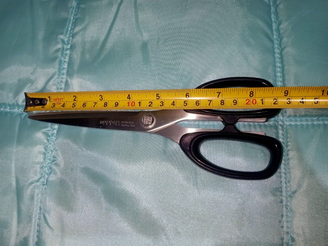 VISION KOR Stainless Steel Scissors (Category: Knives & Chopping Boards) located in Pasig City. Submitted by urdal01 (Listing ID 1453589511, Image 3). Description: - Sharp stainless steel blades - Comfortable black handles - Ideal for crafting and general use - Approximately 8 inches in length.