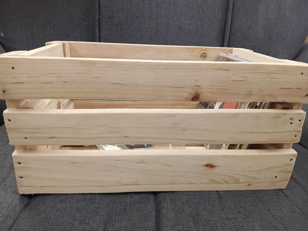 Wooden Crate for CDs (Category: Storage Boxes & Baskets) located in Binangonan. Submitted by chingtp (Listing ID 1453500842, Image 3). Description: - Wooden crate for CDs - Ideal for collectors or as a gift set 💫Crate only - P600 💫Crate w/ brush - P800.