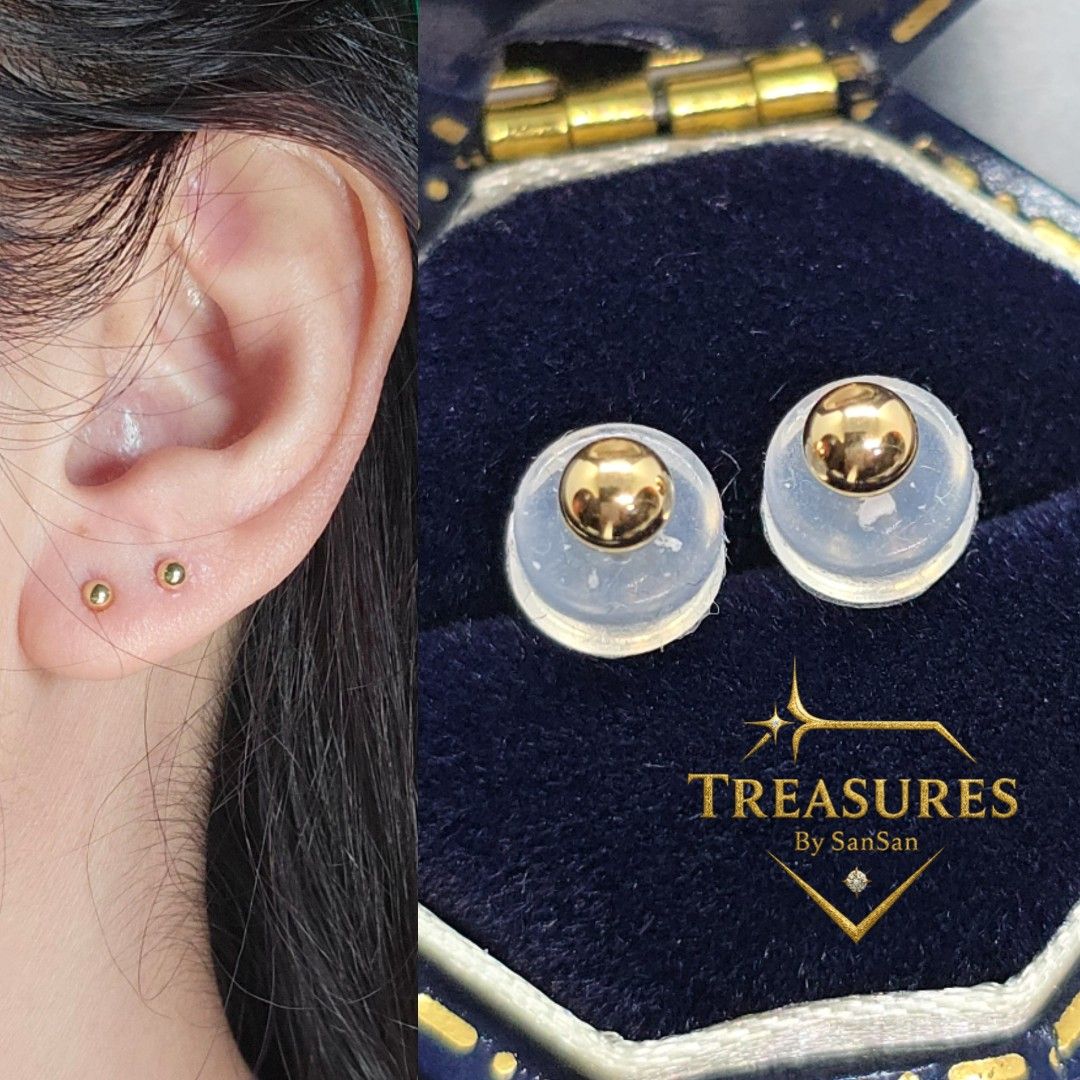 18K Gold Ball Stud Earrings (Category: Earrings) located in Manila. Submitted by treasuresbysan (Listing ID 1458621877, Image 2). Description: 💎 BEA 3MM GOLD BALL STUD EARRINGS 🔹 Setting: K18 Japan Yellow Gold 🔹 Size: 3mm 🔹 Gold Weight: 0.170g 💰 ₱5,500.