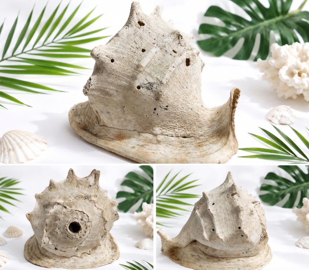 30cm Large Natural Helmet Shell / Seashell – Collector Specimen (Category: Vases & Decorative Bowls) located in Pasig City. Submitted by realistic28 (Listing ID 1458650993, Image 1). Description: For sale: large approximately 30 cm natural seashell, old/aged specimen. 📏 Size: approx. 30 cm 🎨 Color: Natural aged color 🪸 Condition: Old/natural condition; may have natural holes, surface wear and some chips from age. Please carefully check all pho