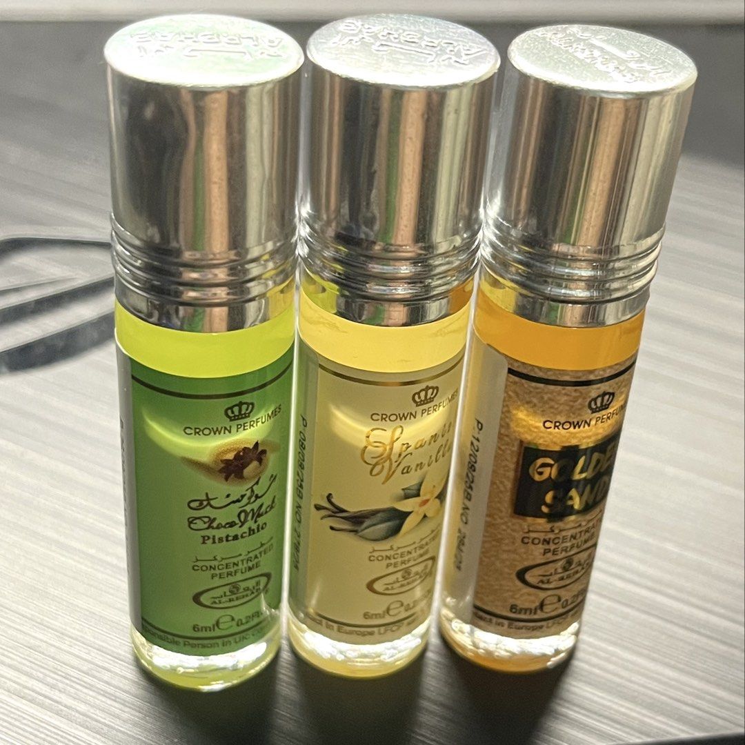 3pcs 6ml al rehab concentrated perfume roll ons bundle (Category: Fragrance & Deodorants) located in Manila. Submitted by whiteforesttea178 (Listing ID 1458619535, Image 3). Description: ‼️This is an authentic item po. I do not use fake items on my skin. If in doubt of authenticity, please do not buy para di po sayang oras. salamat! Al-Rehab fragrances, their closest “inspired by / smells like” comparisons are: * Choco Musk Pistachio → Kayali Yum