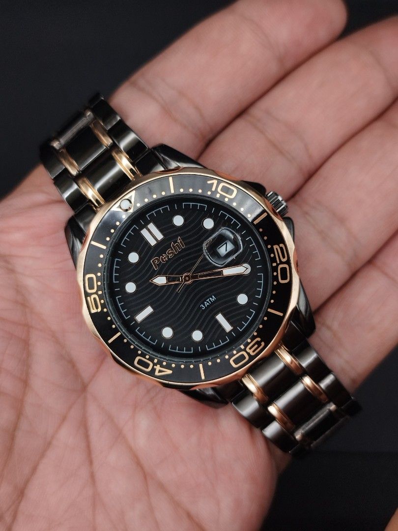 40mm poshi watch for men (Category: Men's Watches) located in Quezon City. Submitted by ars_watches (Listing ID 1458498544, Image 1). Description: original watch from poshi with box and free adjuster tools electroplated alloy strap and base stainless steel back stainless steel buckle 40mm 3m water resistant.
