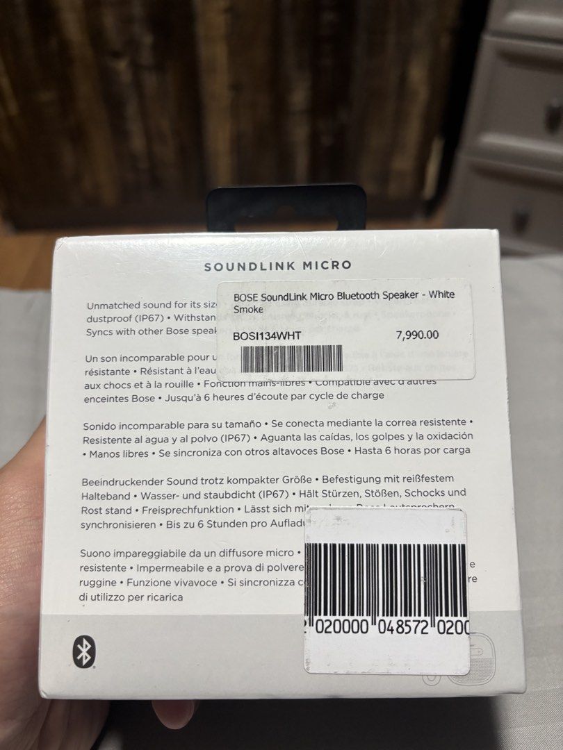 🔉 BOSE SOUNDLINK MICRO BLUETOOTH SPEAKER (Category: Soundbars, Speakers & Amplifiers) located in Manila. Submitted by renzo.sfindsai (Listing ID 1458661101, Image 2). Description: 🔉 BOSE SOUNDLINK MICRO BLUETOOTH SPEAKER 💵 SRP: 7,990 💯 SELLING PRICE: 3,999 - BLUETOOTH 4.2 - RANGE: UP TO 30FT - WATER RESISTANCE: IPX7 - WATERPROOF - BUILT IN MICROPHONE - COLOR AVAILABLE: BLACK AND WHITE - 100% BRAND NEW/ORIGINAL MONEY BACK GUARANTEE IF PROVEN F