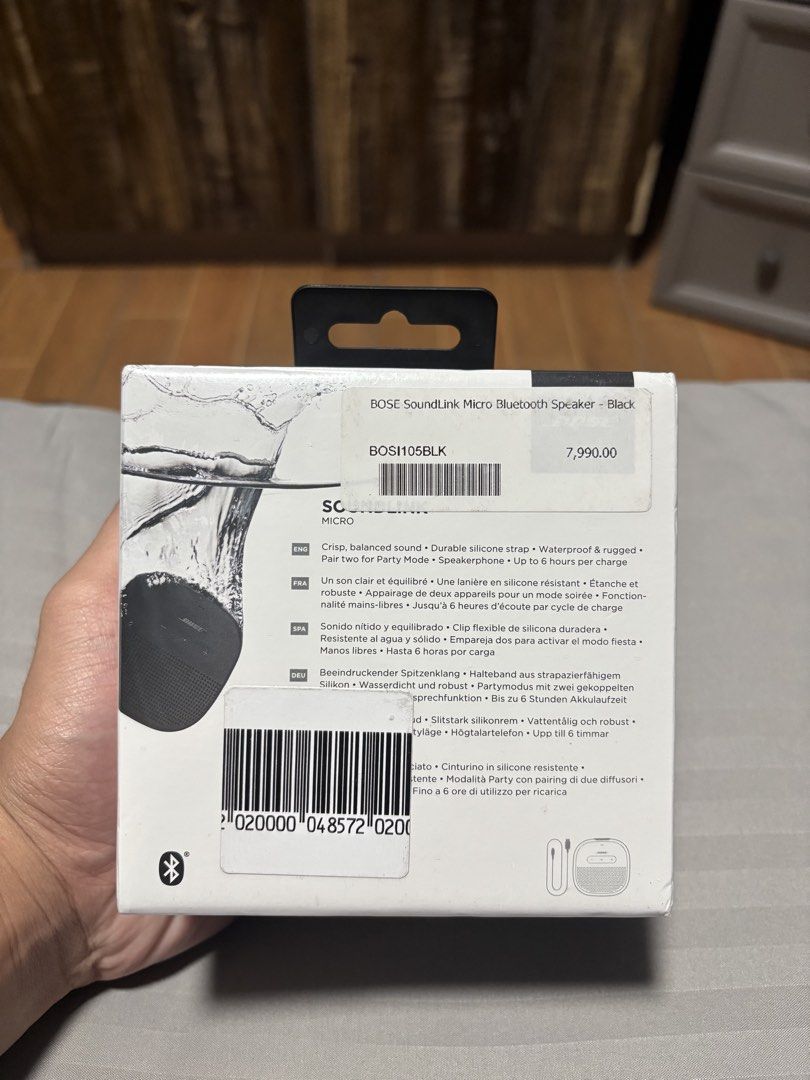 🔉 BOSE SOUNDLINK MICRO BLUETOOTH SPEAKER (Category: Soundbars, Speakers & Amplifiers) located in Manila. Submitted by renzo.sfindsai (Listing ID 1458661101, Image 3). Description: 🔉 BOSE SOUNDLINK MICRO BLUETOOTH SPEAKER 💵 SRP: 7,990 💯 SELLING PRICE: 3,999 - BLUETOOTH 4.2 - RANGE: UP TO 30FT - WATER RESISTANCE: IPX7 - WATERPROOF - BUILT IN MICROPHONE - COLOR AVAILABLE: BLACK AND WHITE - 100% BRAND NEW/ORIGINAL MONEY BACK GUARANTEE IF PROVEN F
