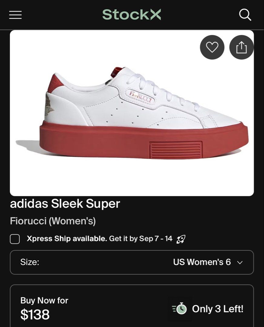 Adidas super sleek fiorucci (Category: Sneakers) located in Manila. Submitted by castle.ka (Listing ID 1458647066, Image 2). Description: Rfs: decluttering Bought from australia US 6, 23cm Used 2-4 times Delivery via j&t or lalamove 📍 Fairview, QC .