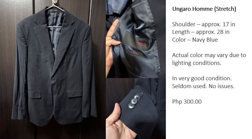Assorted office coats (Category: Coats, Jackets and Outerwear) located in Muntinlupa City. Submitted by redscarlet (Listing ID 1458636649, Image 3). Description: Information about the coats included in the photo. Starts at 300.00.