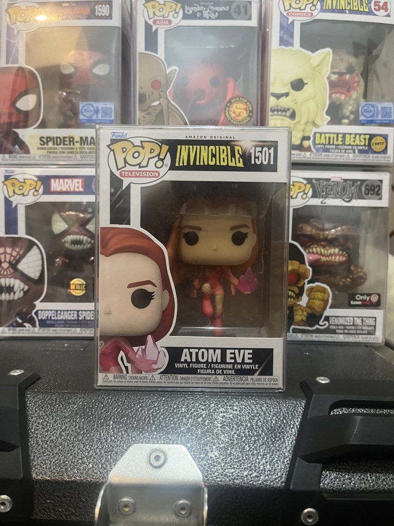 Atom Eve #1501 Invincible funko pop! television (Category: Designer & Blind Box Toys) located in Bulacan. Submitted by devegazul124 (Listing ID 1458684253, Image 1). Description: What you see is what you get, all pops are authentic, no low balling, trades are accepted depending on buyer’s offer, great for starting collectors and invincible fans, lastly pops behind are not included..