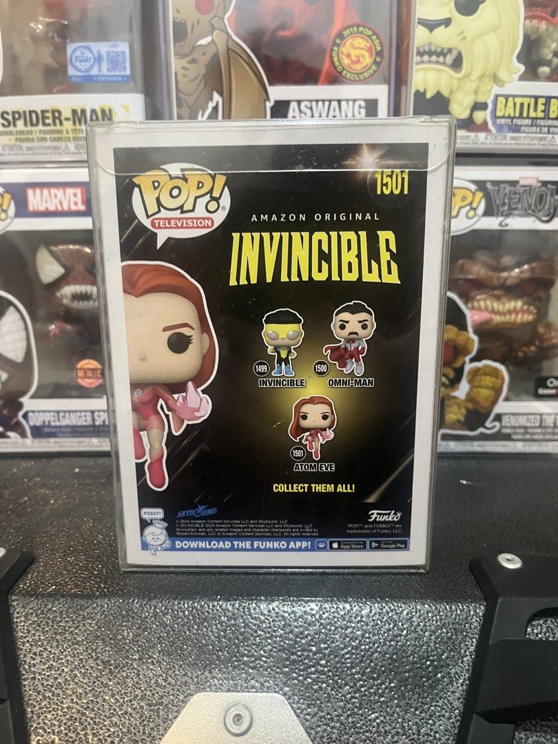 Atom Eve #1501 Invincible funko pop! television (Category: Designer & Blind Box Toys) located in Bulacan. Submitted by devegazul124 (Listing ID 1458684253, Image 2). Description: What you see is what you get, all pops are authentic, no low balling, trades are accepted depending on buyer’s offer, great for starting collectors and invincible fans, lastly pops behind are not included..