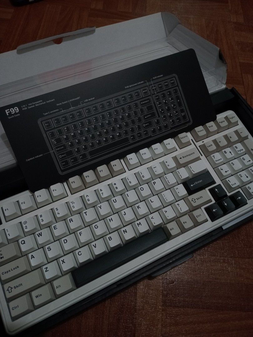 AULA F99 Mechanical Keyboard (Category: Computer Keyboard) located in Paranaque City. Submitted by beysik.ph (Listing ID 1458561236, Image 2). Description: - Brand new with seal (not used) - Still comes with box, cord and keys - Perfect for office or WFH setup & gaming - Price is negotiable (as long as sure buyer) RFS: already have other Aula Mechanical Keyboard Mode of Payment: BDO, Maribank & Gcash Product Specification: AULA F99 Gray Wood Shaf