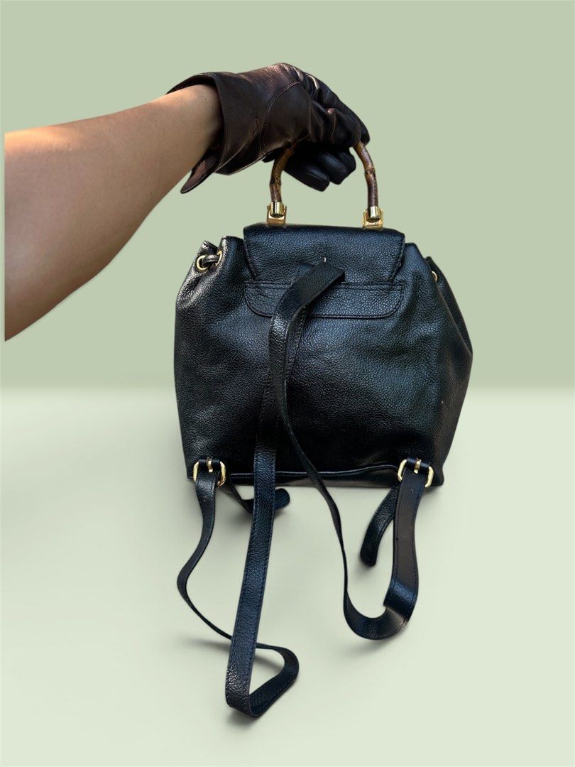 GUCCI BAMBOO HANDLE SMALL BACKPACK (Category: Backpacks) located in Cagayan de Oro. Submitted by kjcartier26 (Listing ID 1458678862, Image 3). Description: Real leather, Flawless, Signs of use only. - GUCCI INS. GENUINE REAL LEATHER..