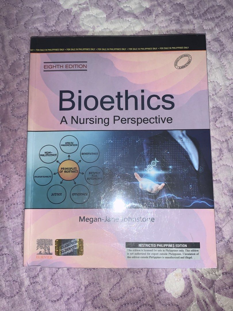 Bioethics: A Nursing Perspective (Category: Textbooks) located in Quezon City. Submitted by jisucries (Listing ID 1458645940, Image 1). Description: - One month lang nagamit; hindi gaanong nabuksan with plastic cover - Minimal pencil writings - Bought sa C&E - Price is negotiable! 🤓.