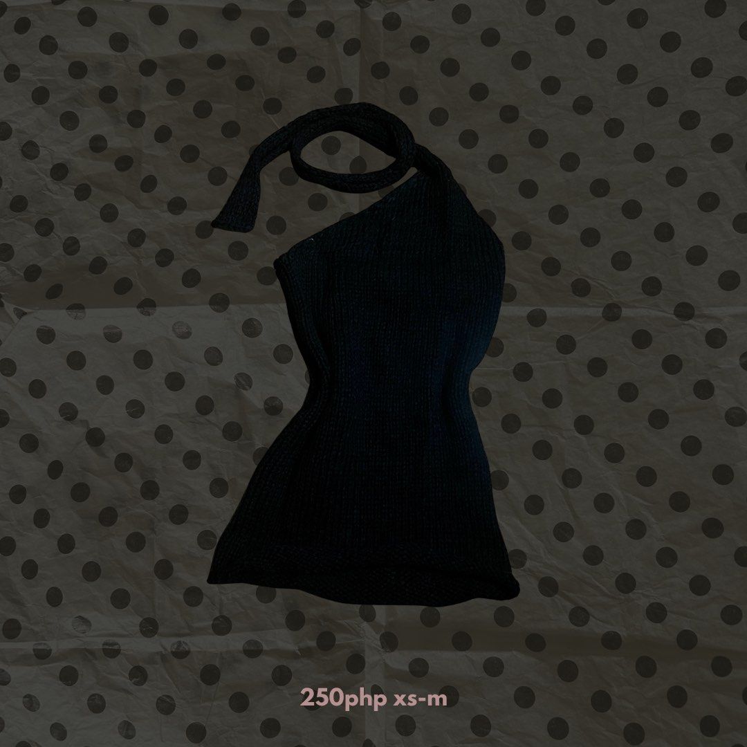 Black Halter Top Knit Crochet Handmade (Category: Sleeveless) located in Angeles City. Submitted by pixiesticc (Listing ID 1458518359, Image 1). Description: THIS IS HANDMADE - dm for more info sf will be shouldered by the buyer check my carousel (@pixiesticc) for more listings or gi (@peri.trinkets) _— can reserve up to 2 days. if the deadline is not met, joy joy miners will be posted across platforms. —- min. shipping fee is 54 php - mop: gcash