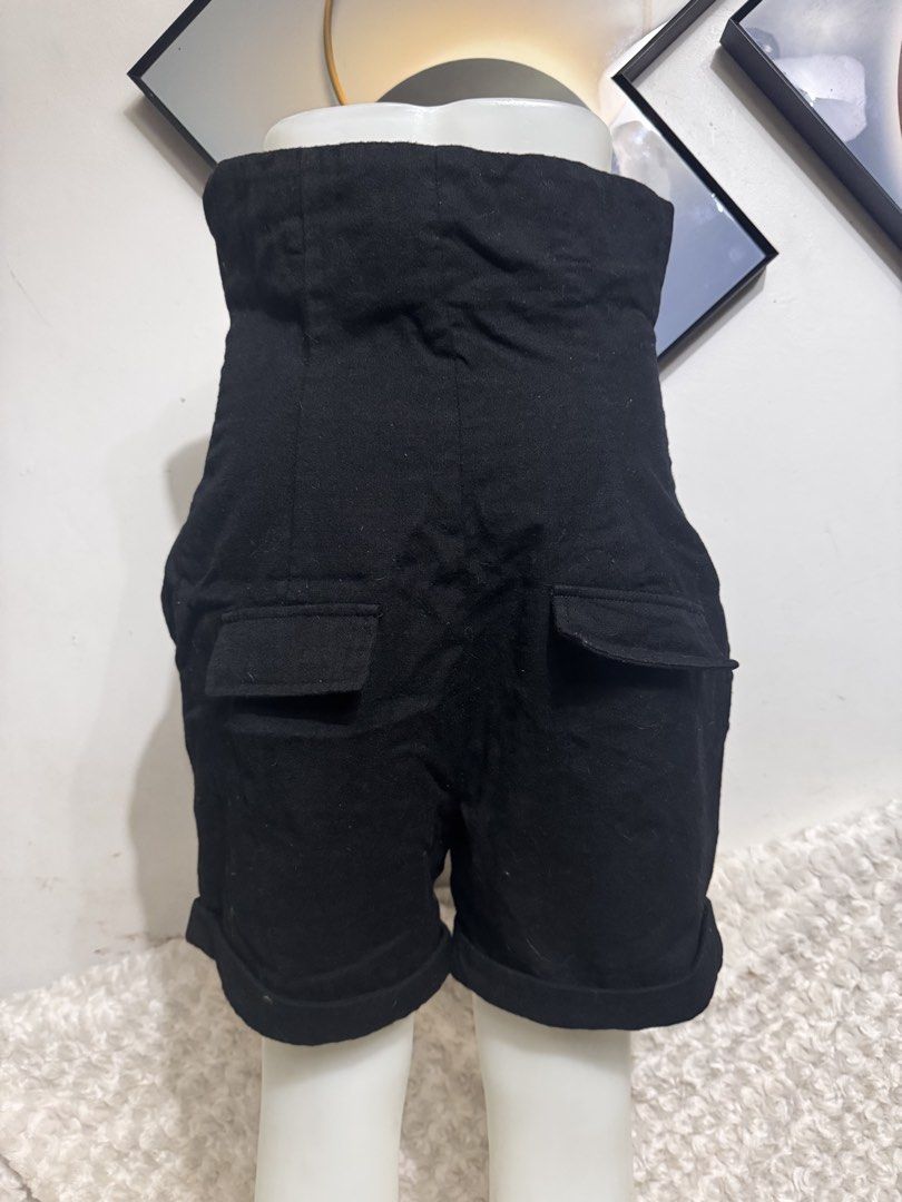 Black High-Waisted Strapless Shorts Jumpsuit (Category: Jumpsuits) located in Marikina City. Submitted by lorradel (Listing ID 1458673821, Image 3). Description: - W- 30in L- 20in - Sleek black high waist shorts - Flattering high-waisted design - Convenient front zipper closure - Two functional back pockets - Stylish cuffed hem on shorts - Versatile for night outs or casual wear - may have some washable stains due to storage - via lalamove or j&t