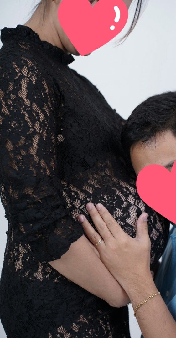Black Maternity Lace Dress (Category: Maternity wear) located in Quezon City. Submitted by donut_baby_stash (Listing ID 1458645637, Image 2). Description: black lace maternity dress on this photoshoot im 8 to 9 months preggy .