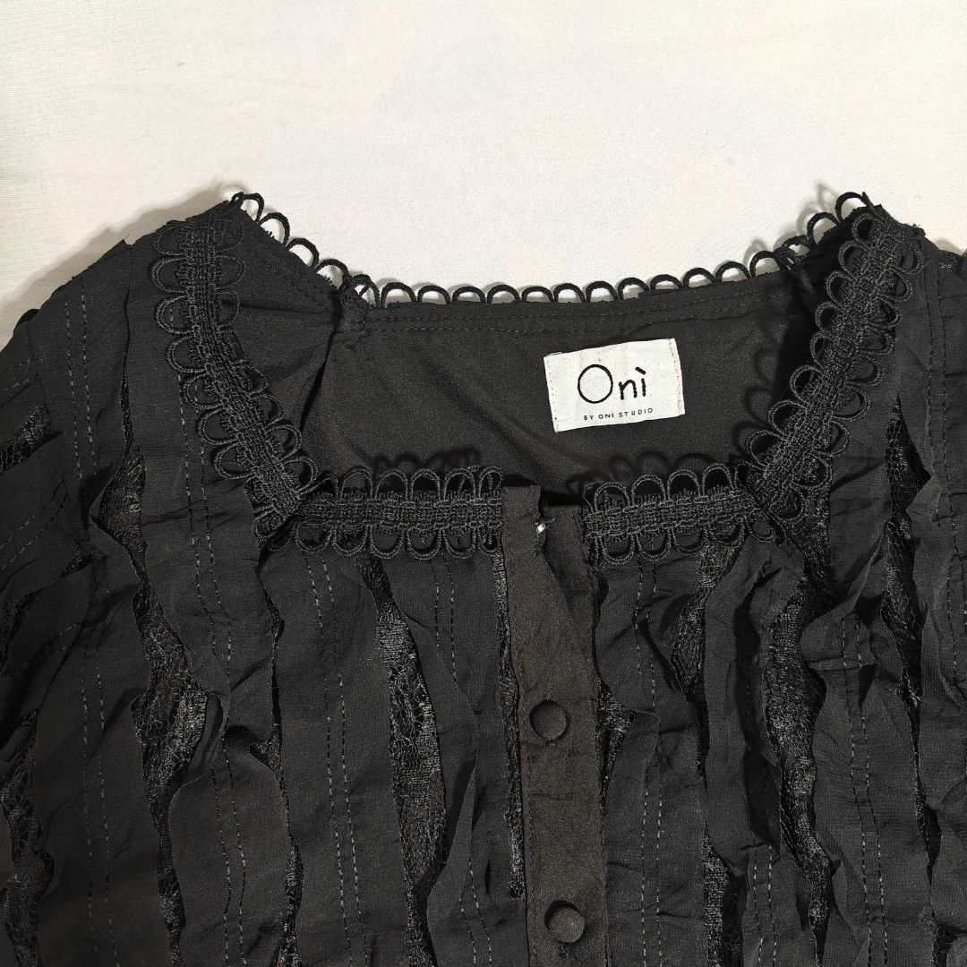 Black Ruffled Button-Up Office long sleeve Blouse (Category: Blouses) located in Santa Rosa. Submitted by fordahunt (Listing ID 1458514586, Image 2). Description: Size: Small to Med Japan Brand CREATE YOUR OWN BUNDLE 4pcs for P500.