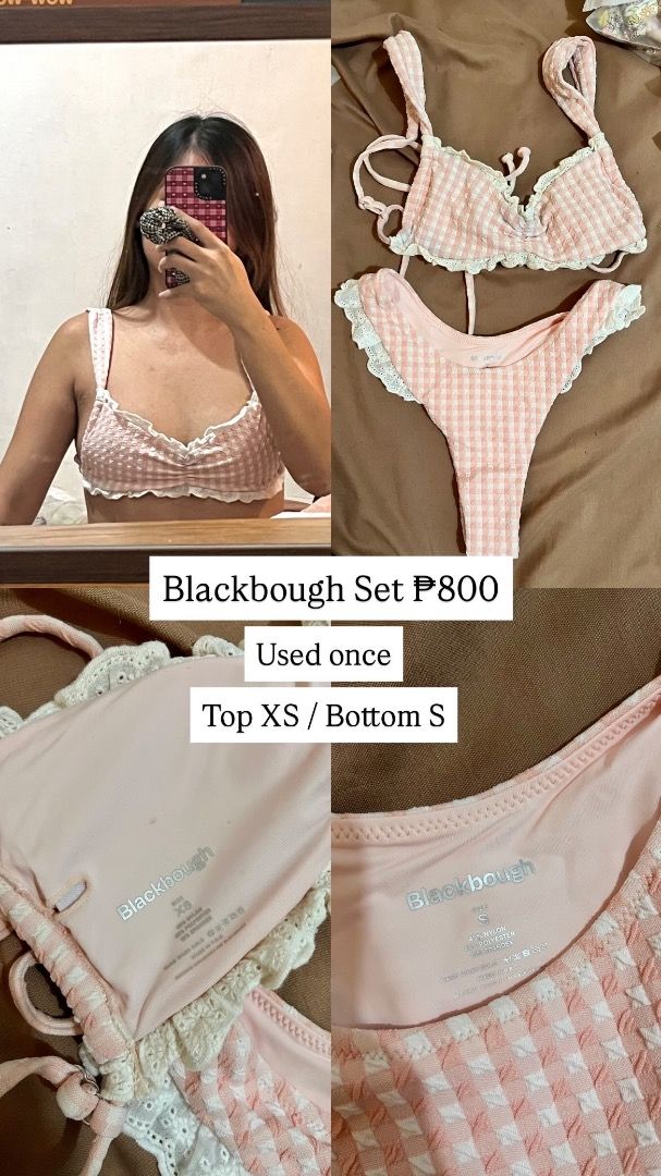 Blackbough Two Piece Set (Category: Bikinis & Swimsuits) located in Mandaue City. Submitted by its.alexandra (Listing ID 1458688107, Image 1). Description: Blackbough - Top: Size XS - Bottoms: Size S - Worn only once Rfs: Gained weight 🥲.