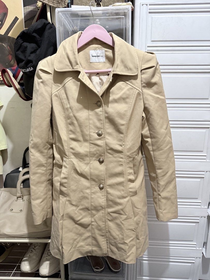 Blazer Dress - Beige (Category: Coats, Jackets and Outerwear) located in Paranaque City. Submitted by debonair02 (Listing ID 1458505333, Image 2). Description: Bought from Japan I’m 4’11 fit for my size Small-Semi medium Good as new, lost the belt. PM SURE BUYER ONLY! .