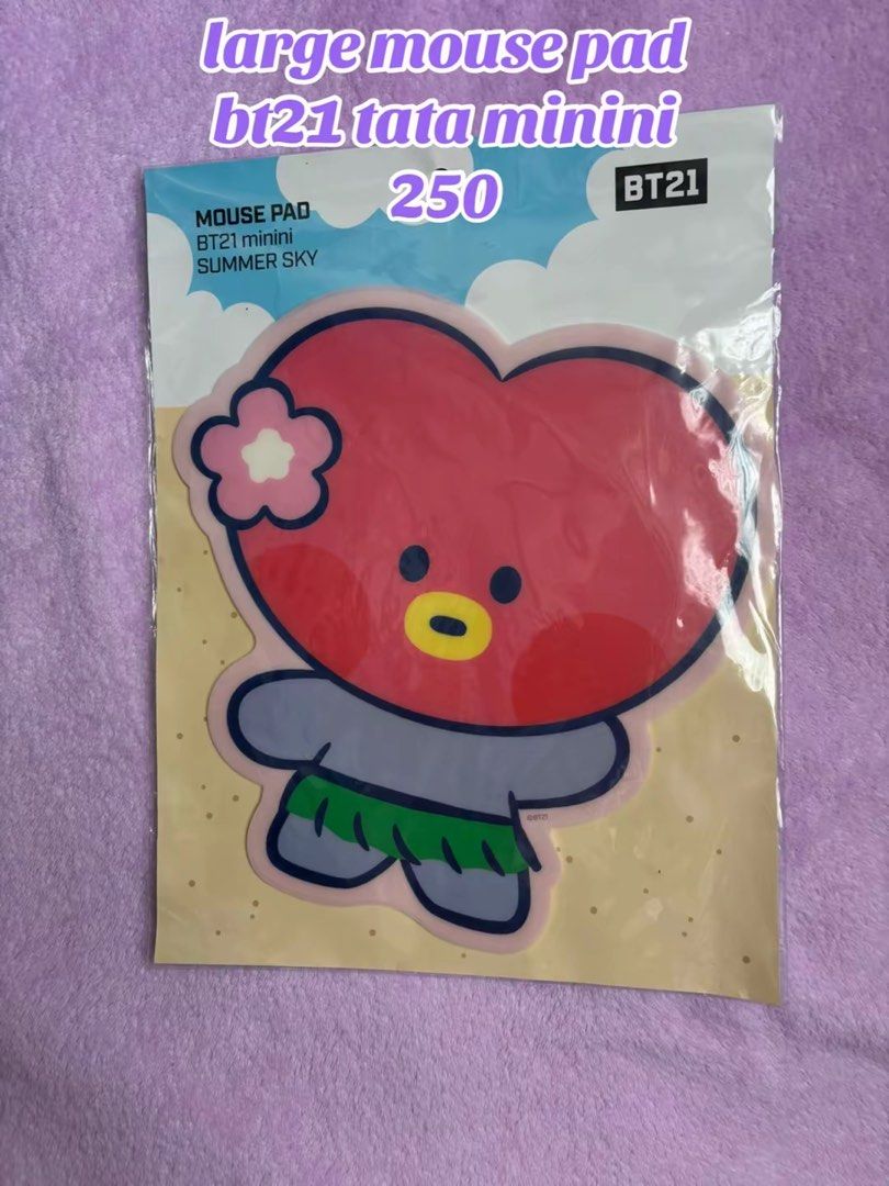 BT21 Tata Minini Large Mouse Pad - Summer Sky (Category: Mouse & Mousepads) located in Navotas City. Submitted by rclosetph (Listing ID 1458622918, Image 1). Description: - Adorable BT21 Tata Minini mouse pad - "Summer Sky" design - Large size, perfect for desk setups - Great accessory for computer users - Ideal for BT21 fans.