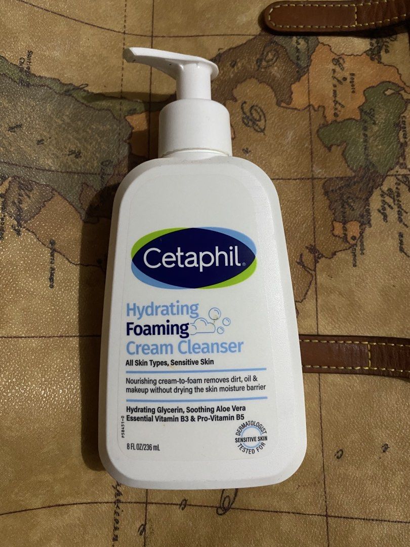 Cetaphil Hydrating foaming cleanser 236 ML (Category: Face Care) located in Cabuyao City. Submitted by riee_chiesse (Listing ID 1458636569, Image 1). Description: Used only once tested on neck. Bought for ₱649 on Gladerma’s official Tiktok Shop.
