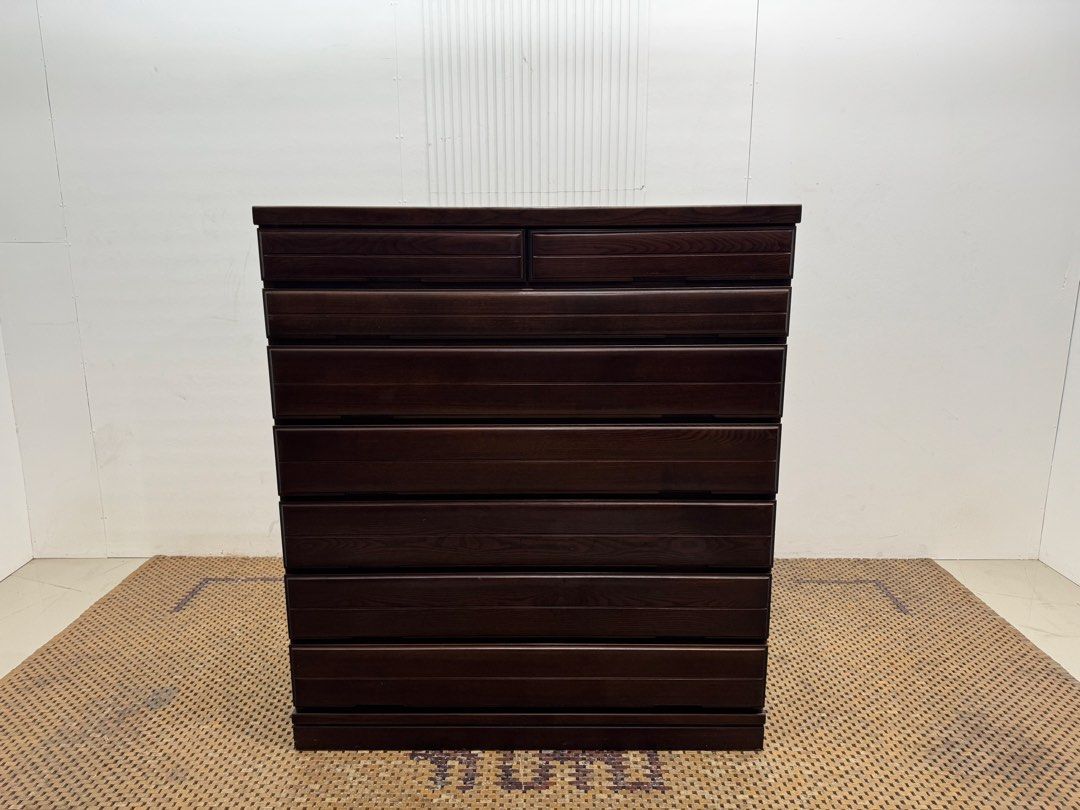 Chest drawer (Category: Shelves, Cabinets & Racks) located in Quezon City. Submitted by matetdevis13 (Listing ID 1458684725, Image 1). Description: Classic Dark Walnut Tallboy 8-Drawer Chest Price: 6,900 L45 x W17.5 x H51 In good condition Code JMD32-M707.