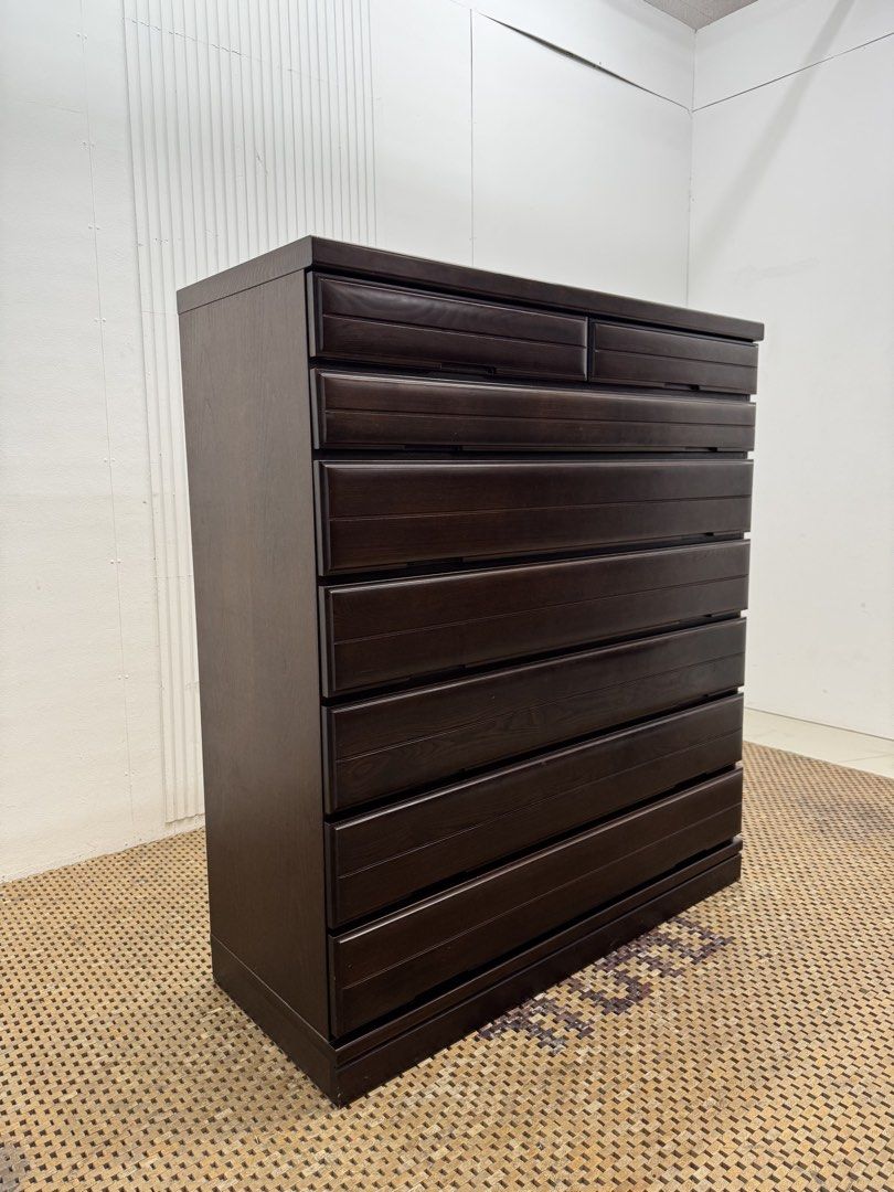 Chest drawer (Category: Shelves, Cabinets & Racks) located in Quezon City. Submitted by matetdevis13 (Listing ID 1458684725, Image 3). Description: Classic Dark Walnut Tallboy 8-Drawer Chest Price: 6,900 L45 x W17.5 x H51 In good condition Code JMD32-M707.