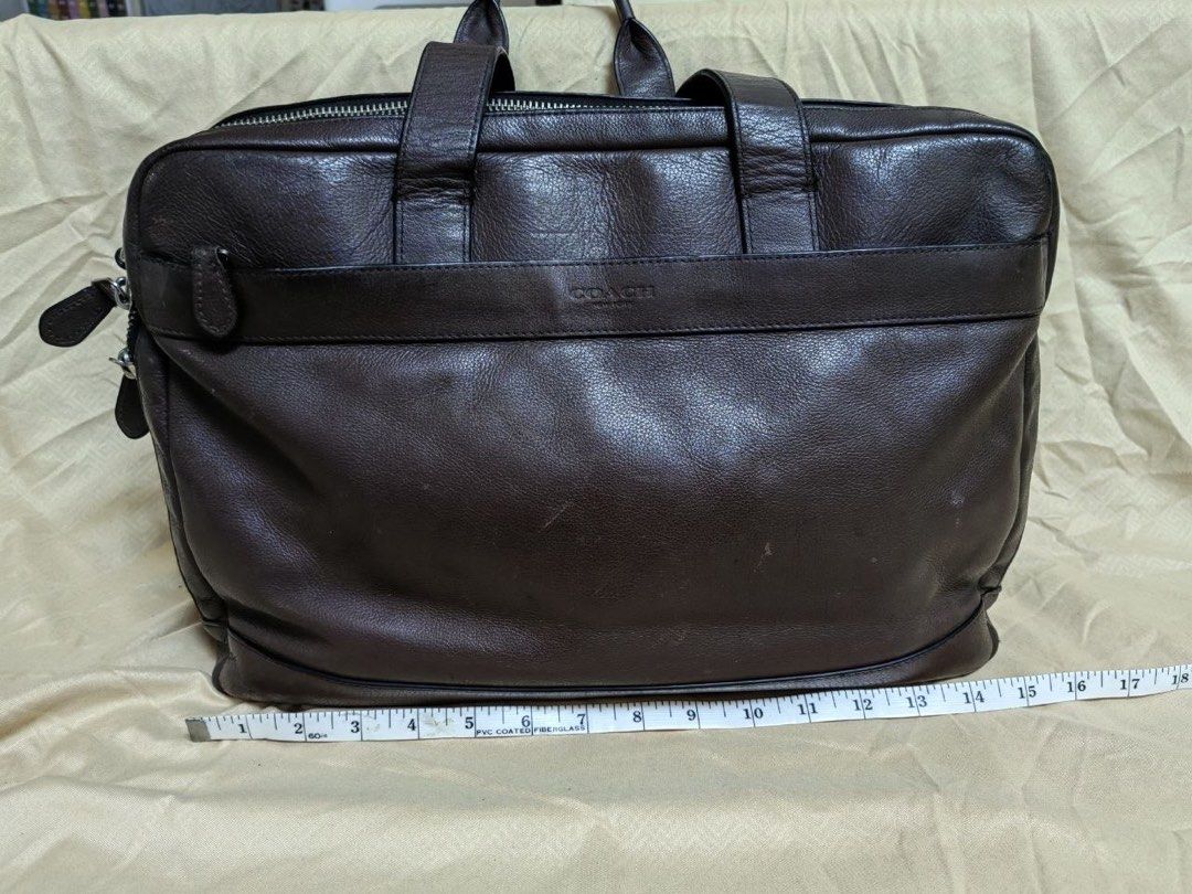 Coach Dark Brown Leather Briefcase (Category: Briefcases) located in Manila. Submitted by junejanuary (Listing ID 1458499190, Image 1). Description: - Classic Coach dark brown leather briefcase - Classic design with top handles - Secure zip closure - Spacious interior for work essentials - Beautiful leather patina developed over time - A durable and reliable bag for daily commutes.