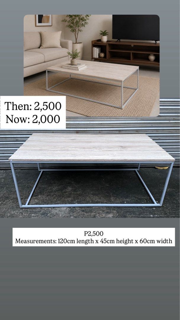 Coffee/Center Table for Sale! (Category: Other Home Decor) located in Manila. Submitted by lorrainebungay (Listing ID 1458659924, Image 1). Description: 💰 Was ₱2,500 → Now ₱2,000 📏 120L × 45H × 60W cm ✨ Simple and clean wood finish ✨ Minimalist design, perfect for living rooms ⚠️ May have minor cosmetic issues/marks due to mall display. Please manage expectations. 📍 Pasig City 🚚 Lalamove available 💳 BPI Bank Transfer Serious buyers only. Mes