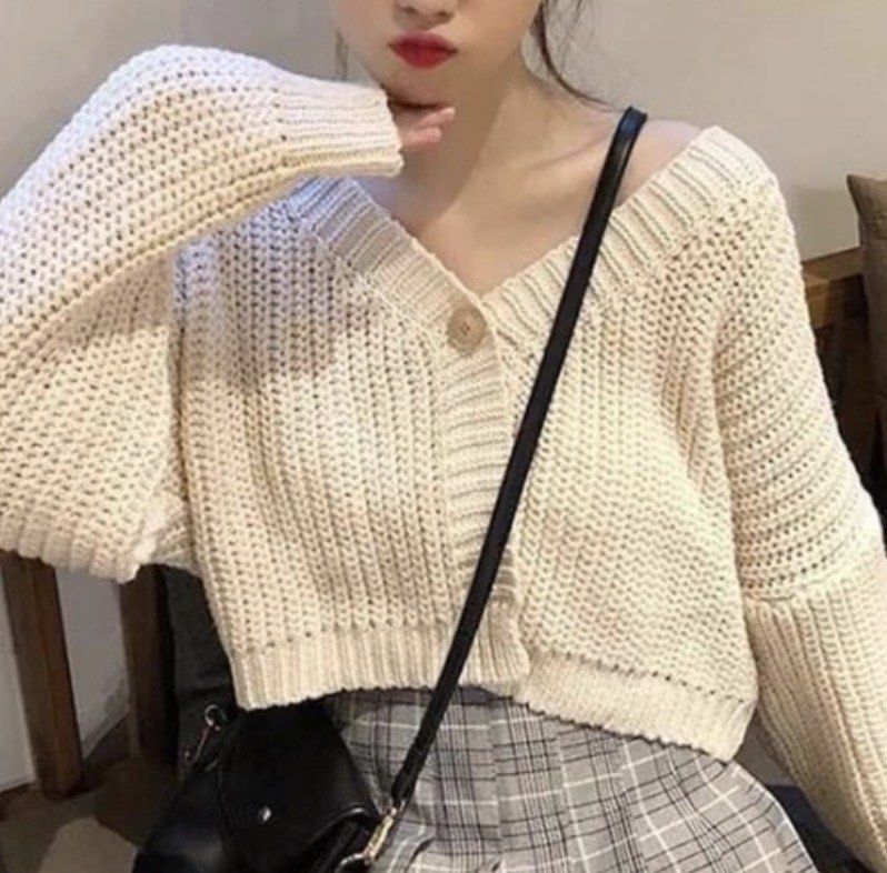 Cream Knitted Cropped Cardigan (Category: Coats, Jackets and Outerwear) located in Quezon City. Submitted by sage.ph (Listing ID 1458660233, Image 1). Description: - Brand new - One size, best fit small to large - Textured knit pattern - Versatile for casual or dressed-up looks.