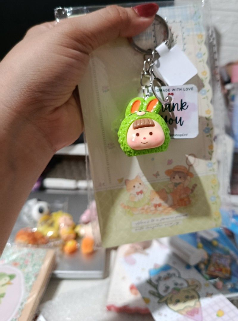 Cute Character Keychain Charms - Assorted Designs (Category: Character Goods) located in Cagayan de Oro. Submitted by yourownstyleapparel (Listing ID 1458680739, Image 2). Description: - Adorable character keychain charms - Perfect for bags, backpacks, or keys - Each charm features a unique design - Made from durable resin - Includes a sturdy metal keyring - Makes a great gift or personal accessory.