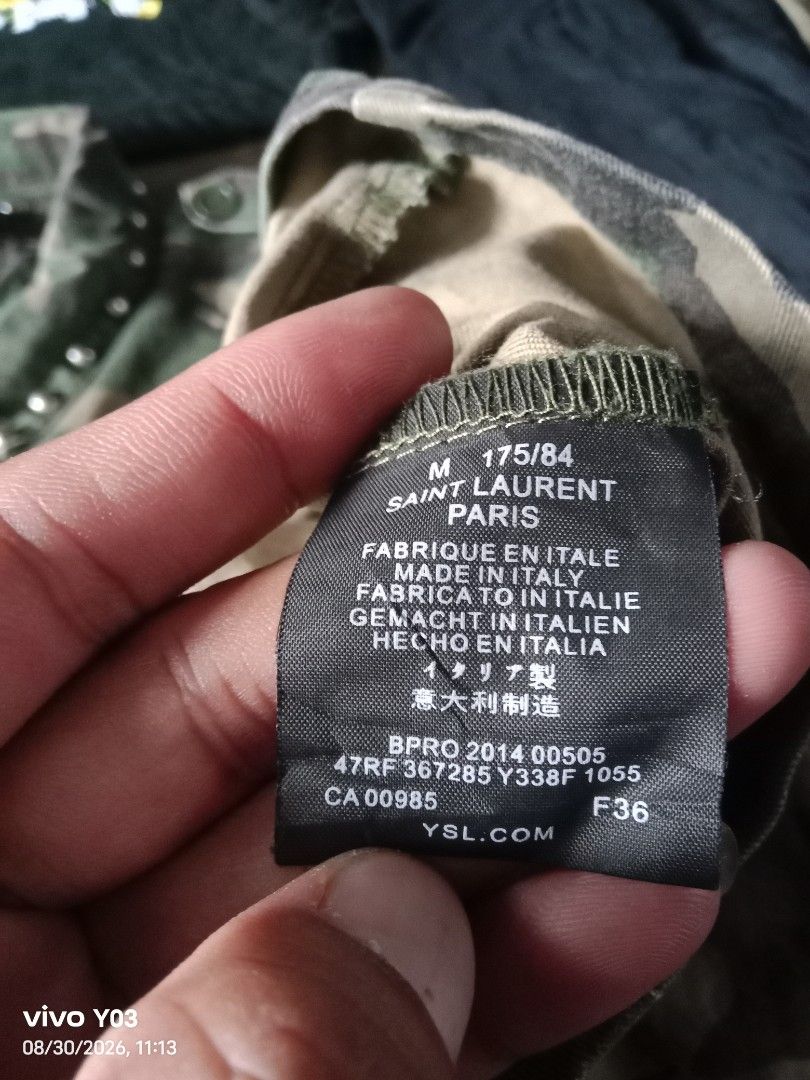 Denim jacket (Category: Coats, Jackets and Outerwear) located in Cabuyao City. Submitted by blake657 (Listing ID 1458532597, Image 3). Description: Saint Laurent dimes 24x27 5.