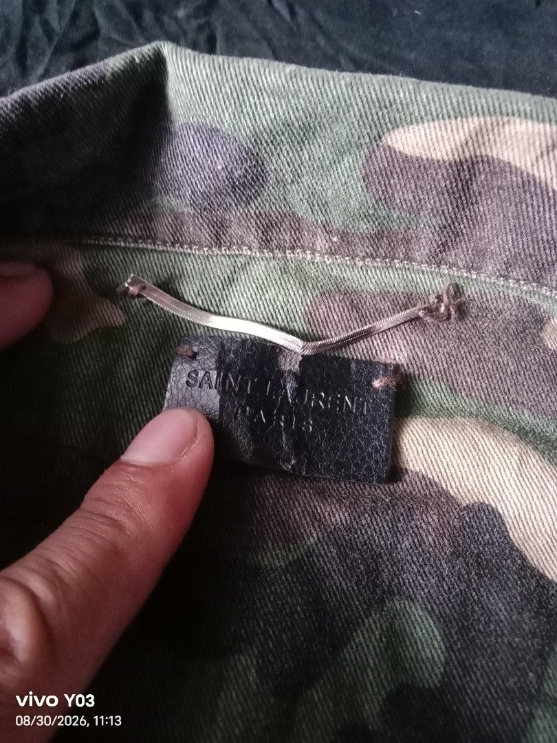 Denim jacket (Category: Coats, Jackets and Outerwear) located in Cabuyao City. Submitted by blake657 (Listing ID 1458532597, Image 2). Description: Saint Laurent dimes 24x27 5.