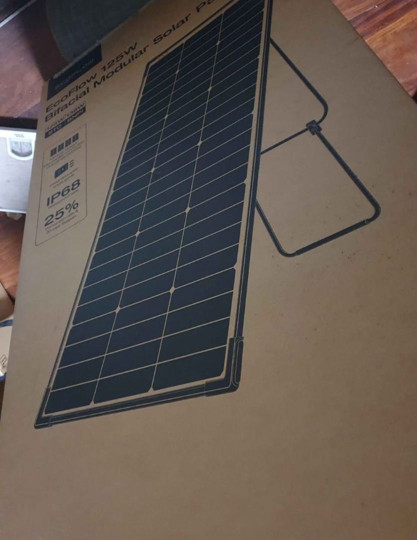 EcoFlow 125W Bifacial Modular Solar Panel (Category: Other Home Appliances) located in Angeles City. Submitted by titobiryani (Listing ID 1458560514, Image 2). Description: ☀️ FOR SALE — BRAND NEW ECOFLOW 125W BIFACIAL SOLAR PANEL ☀️ Brand new and unused! Perfect for your EcoFlow portable power station or off-grid setup. PORTABLE ✅ 125W Bifacial Solar Panel ✅ Adjustable angle 30°–60° ✅ Flexible & lightweight ✅ Great for camping, emergency backup,