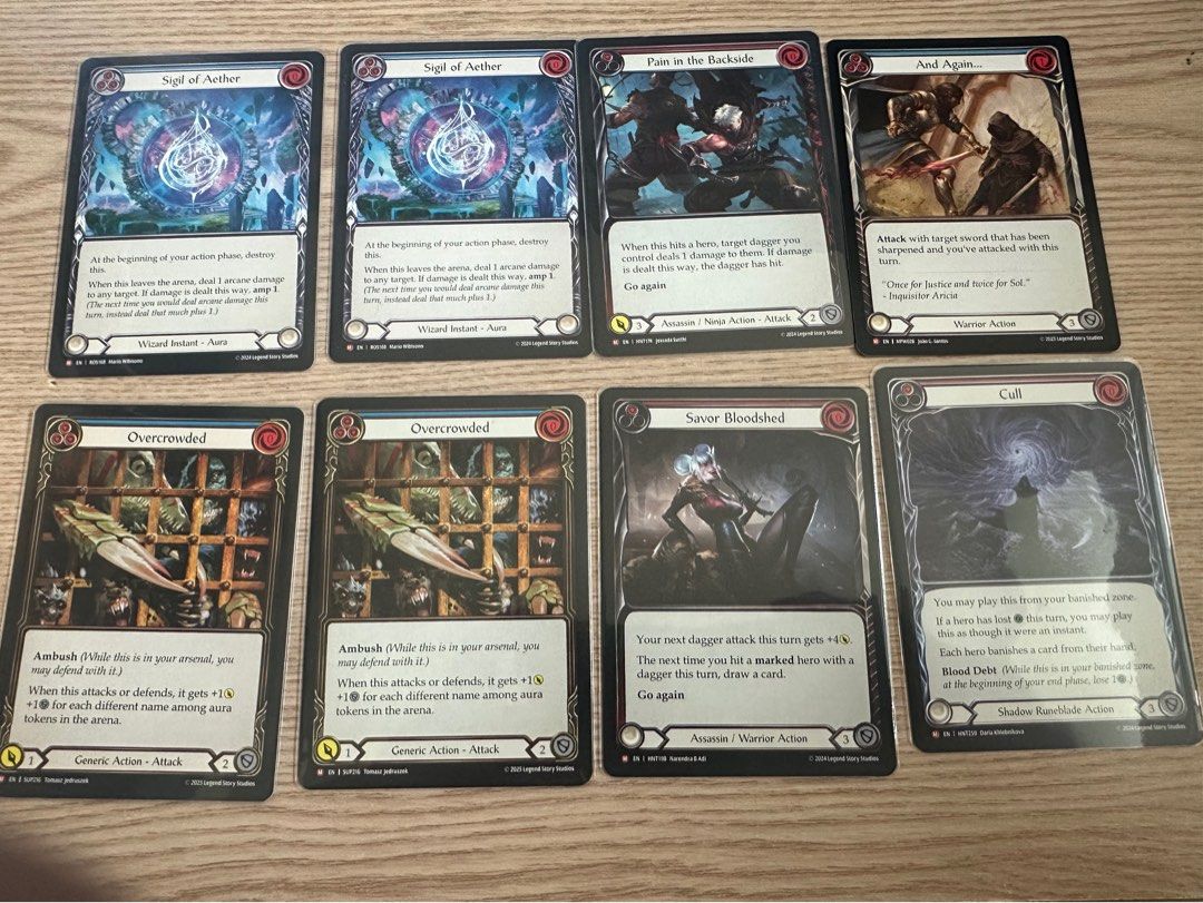 Fab tcg （分類：原色卡片）位於 Hong Kong。 由 isaac215 提交（商品編號 1458536718，圖片 1）。簡介： 有Overcrowded, Sigil of Aether, Savor Bloodshed, Cull, Pain in the Backside, And Again... 等多張。適合收藏家或玩家。有意請PM。。