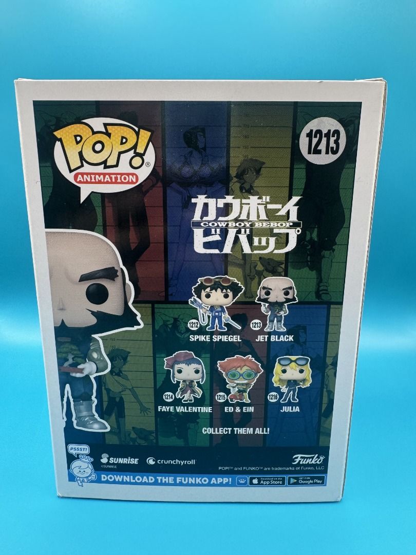 Funko POP! Cowboy Bebop: Jet Black #1213 with Protector (Category: Designer & Blind Box Toys) located in Marikina City. Submitted by mrklstrr (Listing ID 1458549183, Image 2). Description: Funko POP! Cowboy Bebop: Jet Black #1213 with Protector PHP450.00 Only! Meet up: *Starbucks Reserve Liberty Plaza Makati *Ayala Mall Feliz *Robinsons Metro East *Marco Polo Ortigas Pasig.