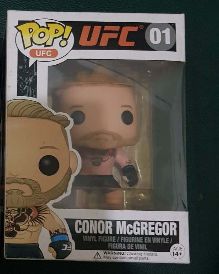 Funko Pop UFC Conor McGregor #01 Vinyl Figure (Category: Designer & Blind Box Toys) located in Manila. Submitted by g_bygayle (Listing ID 1458675543, Image 1). Description: - Funko Pop! UFC Conor McGregor #01 - Comes in original box - Ideal for UFC and Conor McGregor fans .