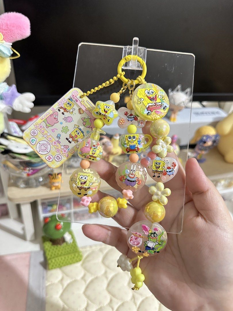 Handmade SpongeBob Beaded Charm Keychain (Category: Charms) located in Cainta. Submitted by pomocha (Listing ID 1458652988, Image 1). Description: 🍀Please read before ordering🍀 🍎These charms are handmade by me 🍎When being delivered to you they will be packed with care with proper packaging (plastic and paper backing) for your charm 🫶 🍎There is usually no duplicates of each charm, so don't hesitate because i will most likely never stock this