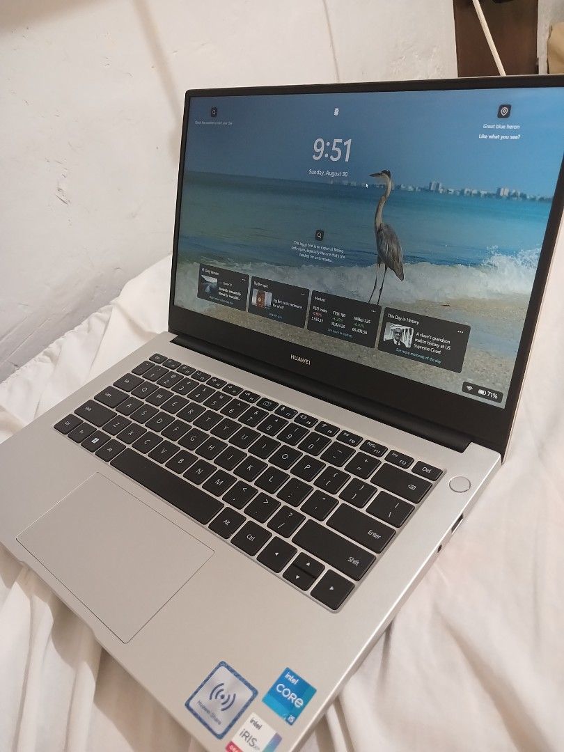 Huawei Laptop - Intel Core i5 (Category: Laptops & Notebooks) located in Makati City. Submitted by leniii8ii (Listing ID 1458646877, Image 2). Description: HUAWEI MATEBOOK D14 11th Gen Intel Core i5 Laptop Specifications Processor: 11th Gen Intel® Core™ i5-1155G7 @ 2.50GHz RAM: 8GB (7.79GB usable) Graphics: Intel® Iris® Xe Graphics Storage: 477GB Condition: Perfect condition / No issues INCLUSIONS Original/compatible charger FREE Tucano Gray/Blac