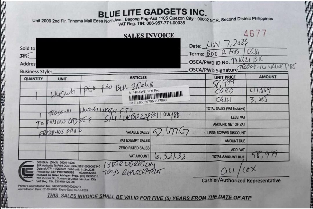 Huawei P60 PRO BLK (Category: Huawei) located in Quezon City. Submitted by bizz1110 (Listing ID 1458508908, Image 3). Description: Huawei P60. Less than 3 YO. Slightly used. Looks new! Great for school. Takes amazing pictures!! Only one owner (see original receipt).