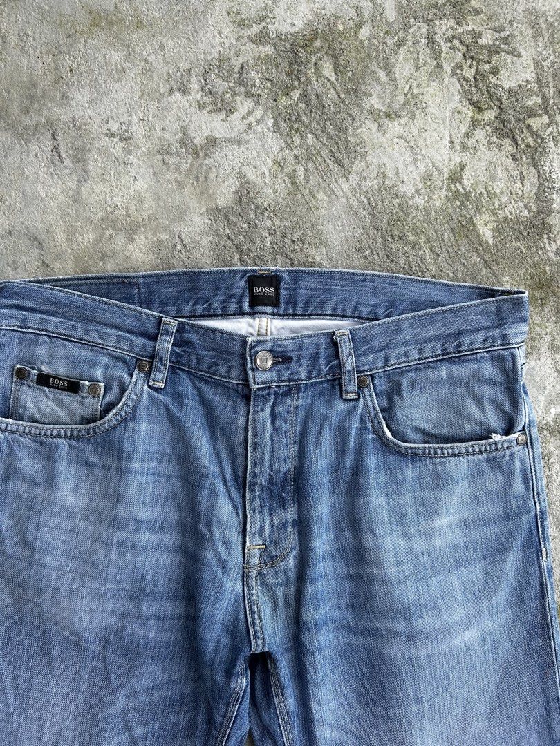 Hugo Boss Maine Regular Fit Jeans (Category: Jeans) located in Balanga. Submitted by nothingtohold.co (Listing ID 1458682728, Image 3). Description: Hugo Boss Maine Regular Fit Jeans 34/34 on tag | 32 up to 36 waistline | 38.5 length | 8.5 leg opening | 9.5 condition Issue: minor heel drag, need wash Gcash | jnt | bataan Vouch~vc.